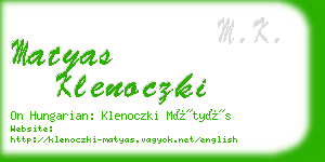 matyas klenoczki business card